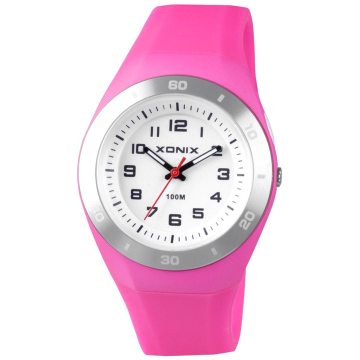Ceas analog Xonix, XO7728N/4, pentru copii, iluminare cadran, rezistenta la apa 100m, Roz