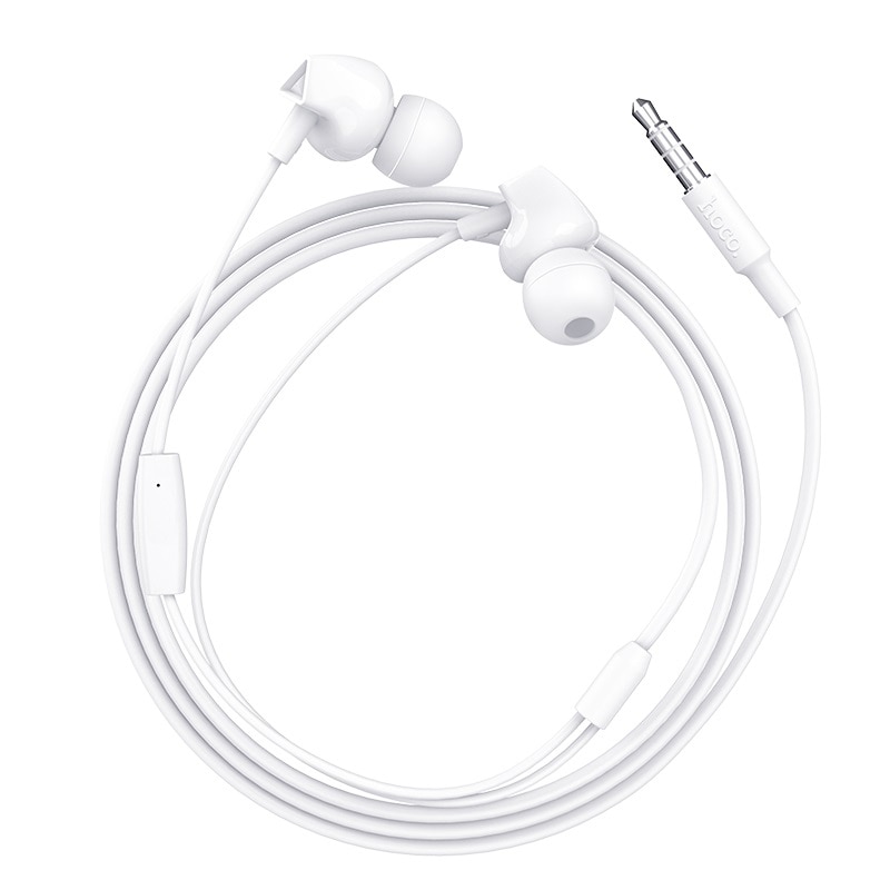 Casti audio cu fir, In Ear, M60, conector Jack 3.5mm, buton control volum si apeluri, microfon, 1.2m lungime, Hi-Fi Stereo, Alb