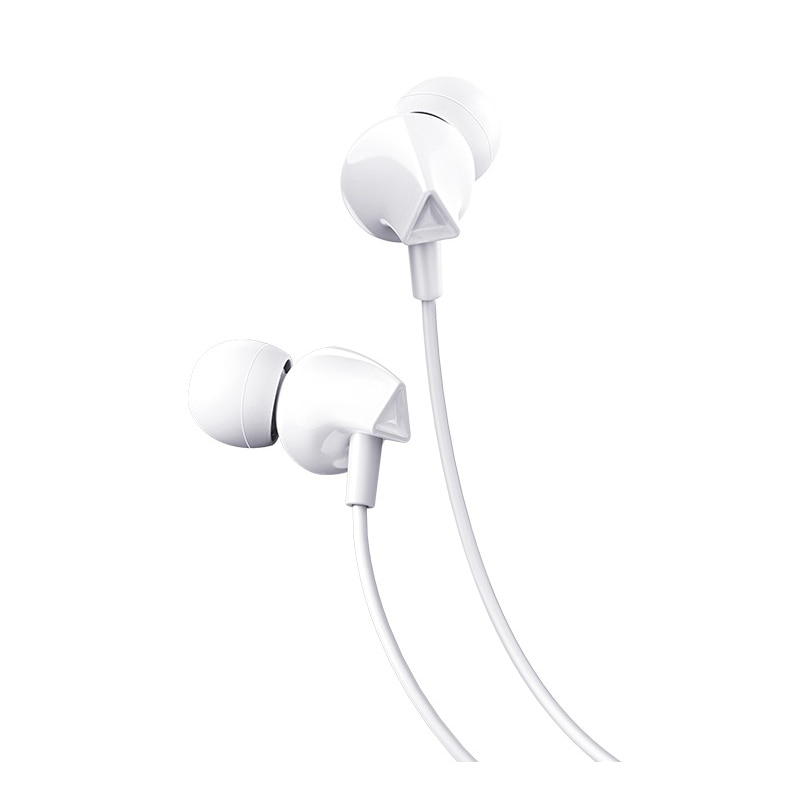 Casti audio cu fir, In Ear, M60, conector Jack 3.5mm, buton control volum si apeluri, microfon, 1.2m lungime, Hi-Fi Stereo, Alb