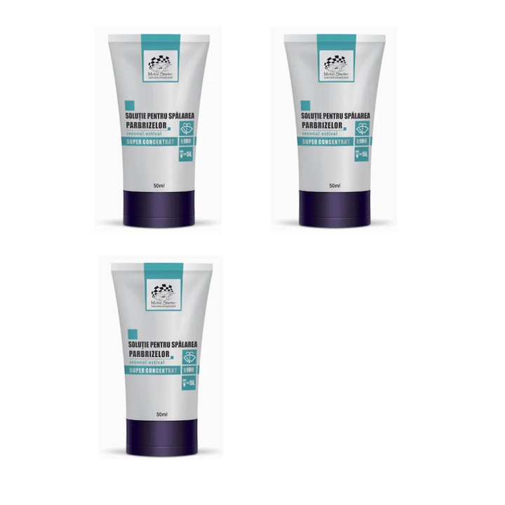 Комплект лятна течност за чистачки, Концентрирана, 50мл, 3 броя