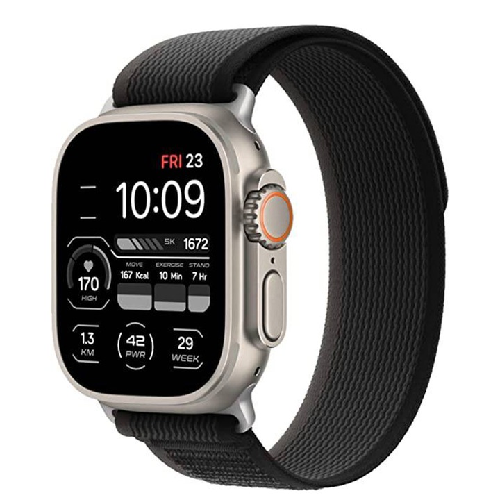 Гривна, съвместима със Smartwatch Apple iWatch 38 mm, 40 mm, 41 mm, размер S, найлон, черен