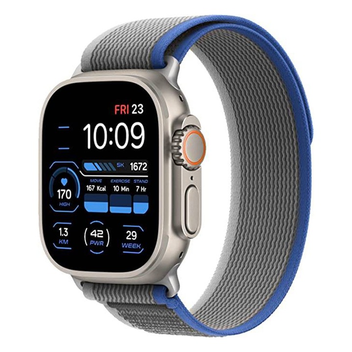 Гривна, съвместима със Smartwatch Apple iWatch 38 mm, 40 mm, 41 mm, размер S, найлон, сив