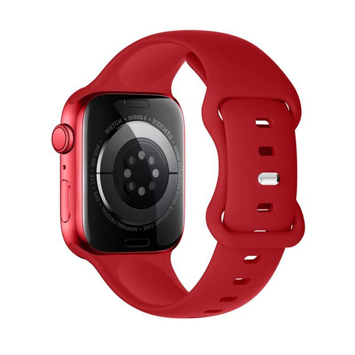 Гривна, съвместима със Smartwatch Apple iWatch Series 8 38 mm, 40 mm, 41 mm, Silicone alfalfa, Червен