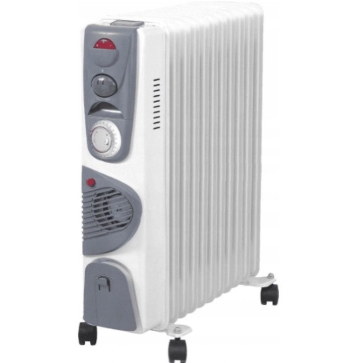 Calorifer electric cu ulei, Volteno, 61x44x14cm, 2900 W, Alb/Gri