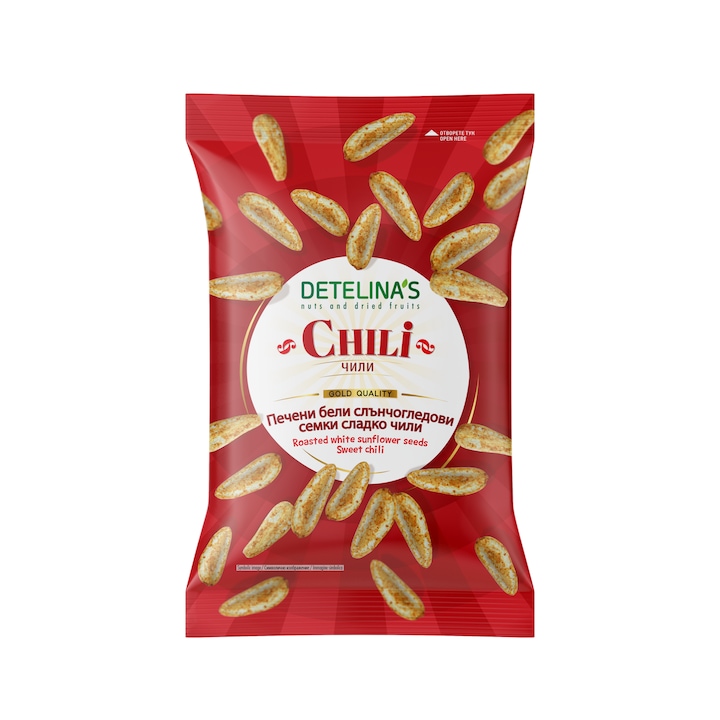 Печени бели слънчогледови семки Чили Детелина, 140 гр