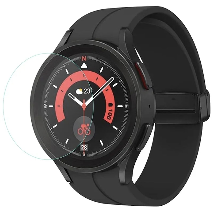 Защитно фолио за Samsung Galaxy Watch 5 Pro - 45 mm, Full HD Secure Glass, Easy Installation, Ultra Protection, Black