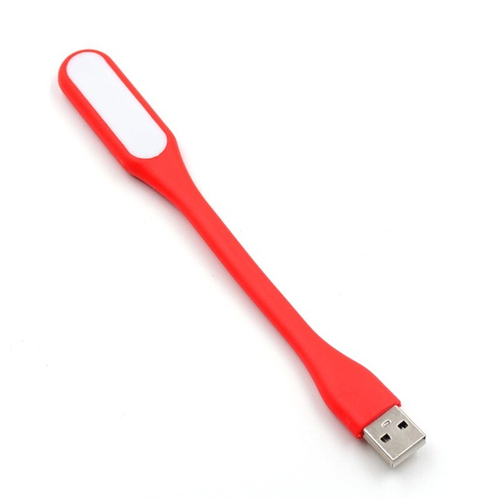 USB lámpa 6 LED-es, rugalmas szilikon, piros színű
