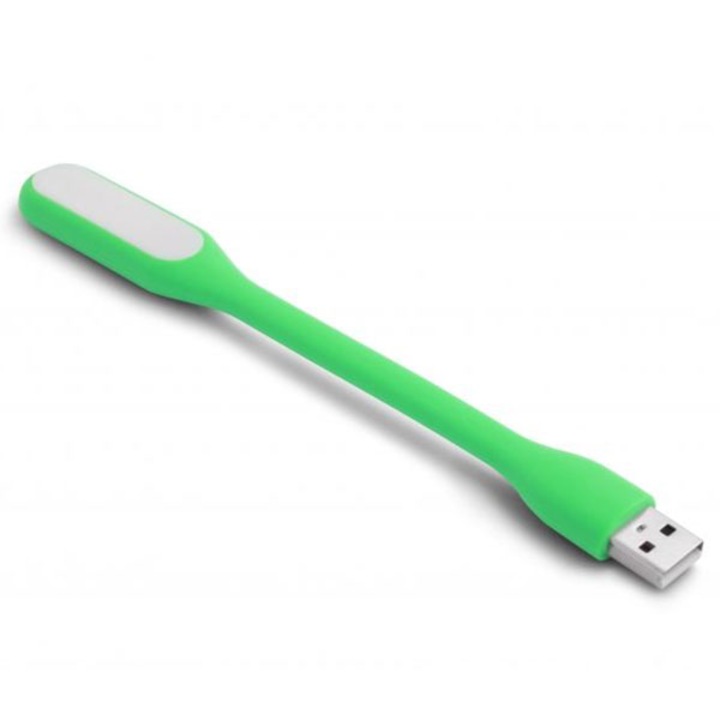 USB lámpa 6 LED-es, rugalmas szilikon, zöld színű