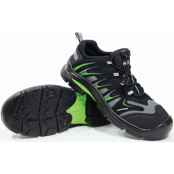 Работни спортни обувки, Stalco, Екологична кожа, Черно/Зелено, 46