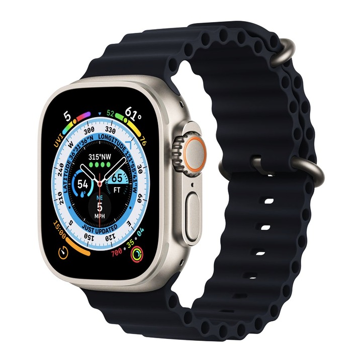 Curea Ceas SmartWatch pentru Apple iWatch 42 mm / 44 mm / 45 mm, Soft Silicone, Comfy to Wear, High Quality, Fashion Design, Bratara Ajustabila, Negru