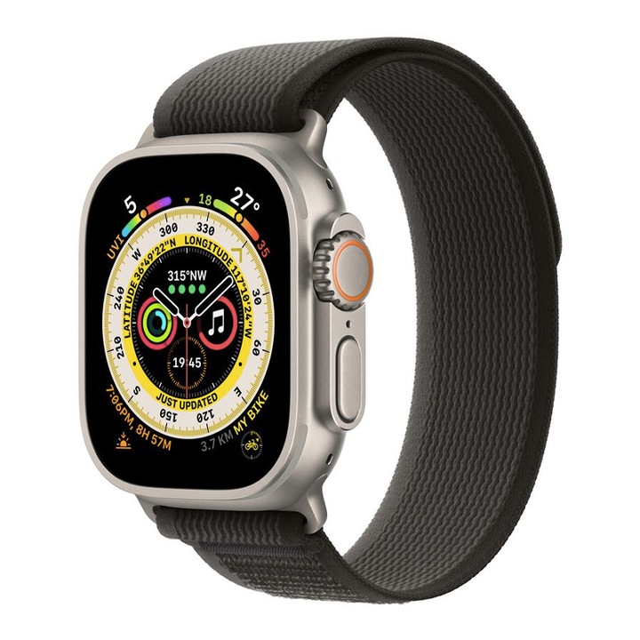 Curea Ceas SmartWatch pentru Apple iWatch 38 mm, 40 mm, 41 mm, Textil Design, Comfy to Wear, Ajustabila, Negru