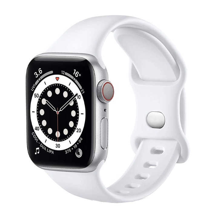 Curea Ceas SmartWatch pentru Apple iWatch 38 mm / 40 mm / 41 mm, Silky Silicone, Soft and Smoth Touch, Comfy to Wear, Alb