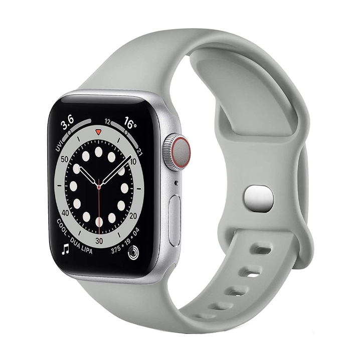 Curea Ceas SmartWatch pentru Apple iWatch 42 mm / 44 mm / 45 mm / 49 mm, Silky Silicone, Soft and Smoth Touch, Comfy to Wear, Gri