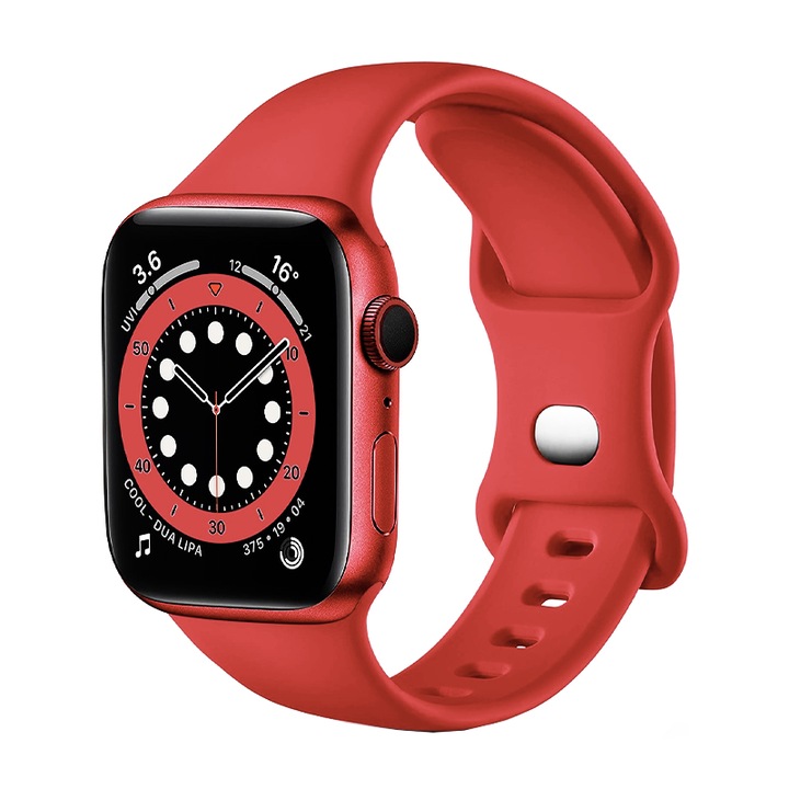 Curea Ceas SmartWatch pentru Apple iWatch 38 mm / 40 mm / 41 mm, Silky Silicone, Soft and Smoth Touch, Comfy to Wear, Rosu