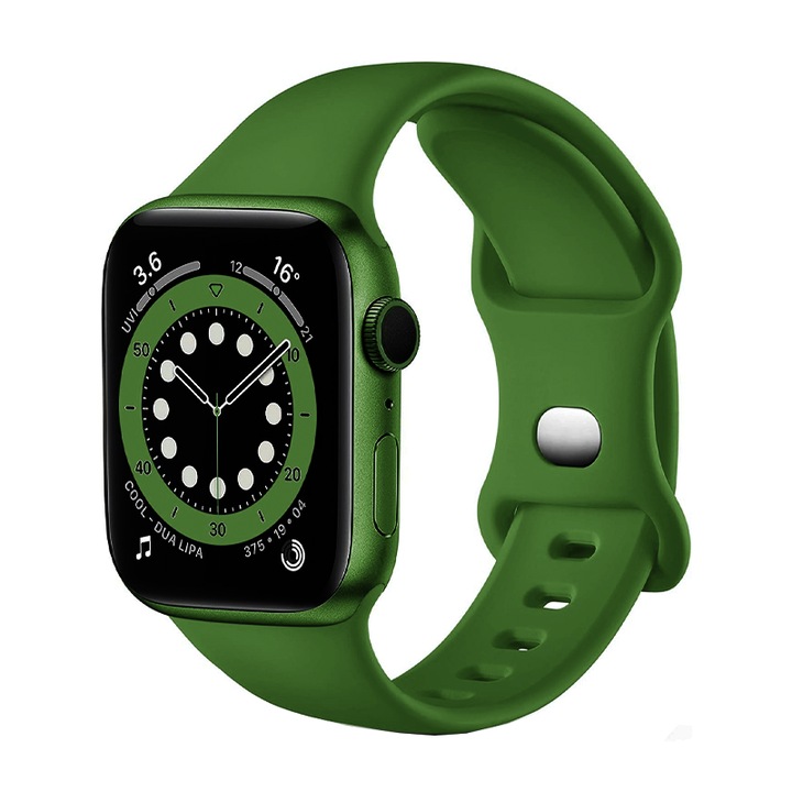 Curea Ceas SmartWatch pentru Apple iWatch 38 mm / 40 mm / 41 mm, Silky Silicone, Soft and Smoth Touch, Comfy to Wear, Verde