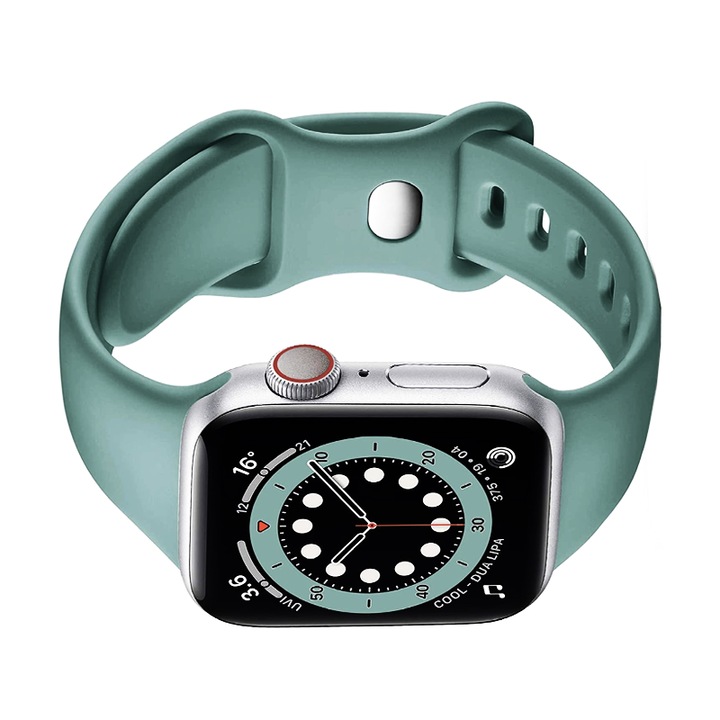 Curea Ceas SmartWatch pentru Apple iWatch 38 mm / 40 mm / 41 mm, Silky Silicone, Soft and Smoth Touch, Comfy to Wear, Verde deschis