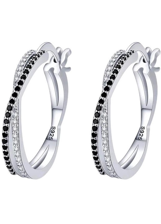 Cercei dama, Mennica Bydgoska, Argint/Pietre zirconiu, Argintiu/Negru