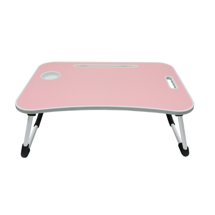 Masuta pentru laptop, plianta, roz, 60 x 40 x 27 cm
