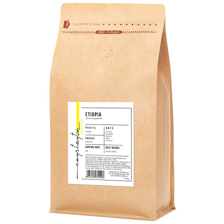 Кафе на зърна, 100% Арабика, Specialty Ethiopia Aricha Yirgacheffe, Constantin Coffee, 1 кг