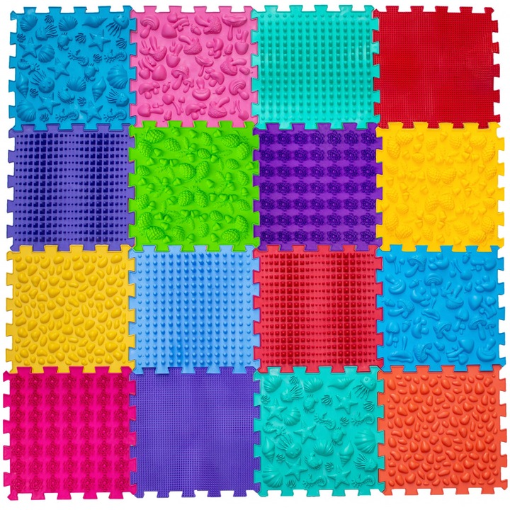 Covoras senzorial, Ortek, Puzzle, 16 elemente de puzzle Multicolor