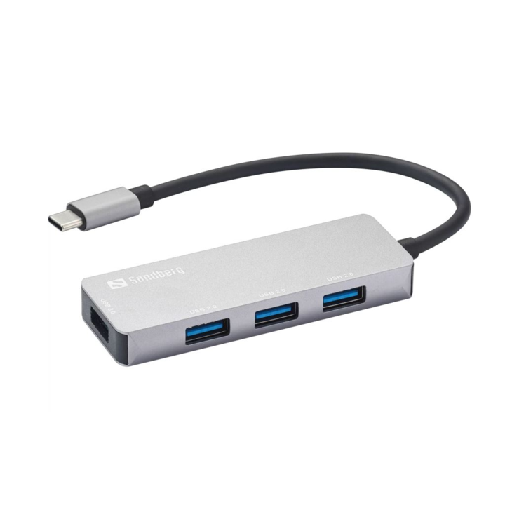 Hub USB-C - 1x USB 3.0, 3x USB 2.0 Sandberg 336-32, aluminiu