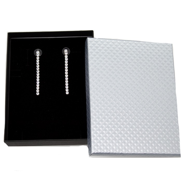 Elegáns fülbevaló féldrágakövekkel, Clara, Ezüstszín