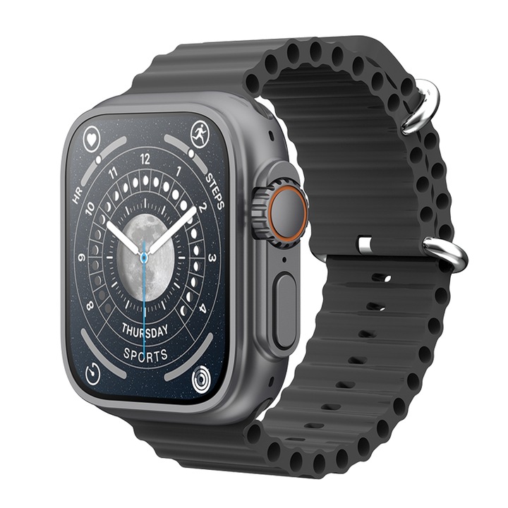 Ceas Smartwatch, SeveShop GS8, Bratara Fitness, Meniu in Limba Romana, Notificari Apeluri, SMS si Social Media, Monitorizare Activitati Fizice, Somn, Ritm Cardiac si Pedometru, Player Muzica, Autonomie Extinsa, Design Modern, Negru