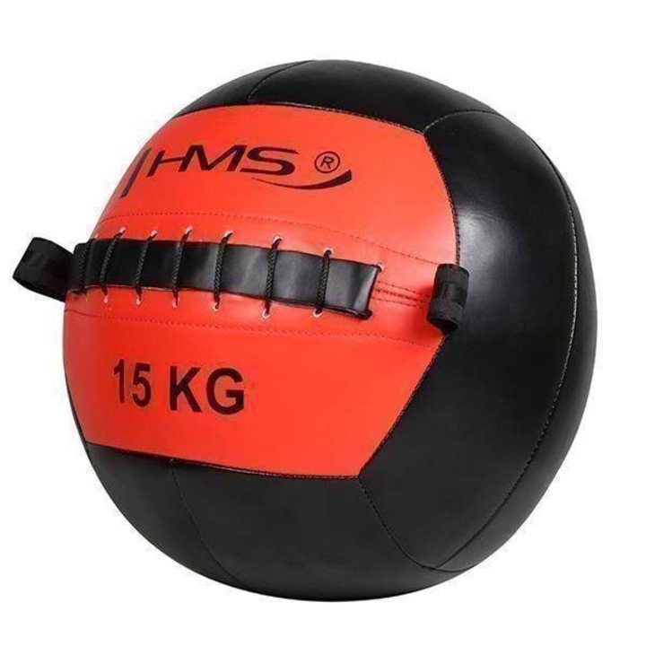 Фитнес топка Hms 15кг 33см Екологична кожа Черен/Червен