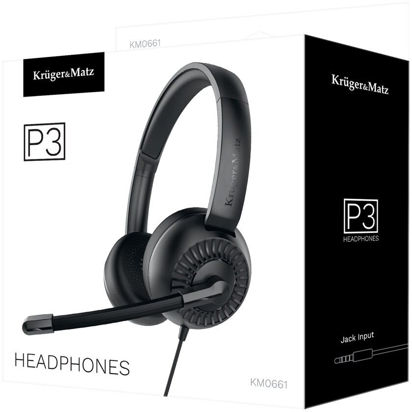 Casti cu microfon On-Ear Kruger&Matz, Jack 3.5mm, Negru