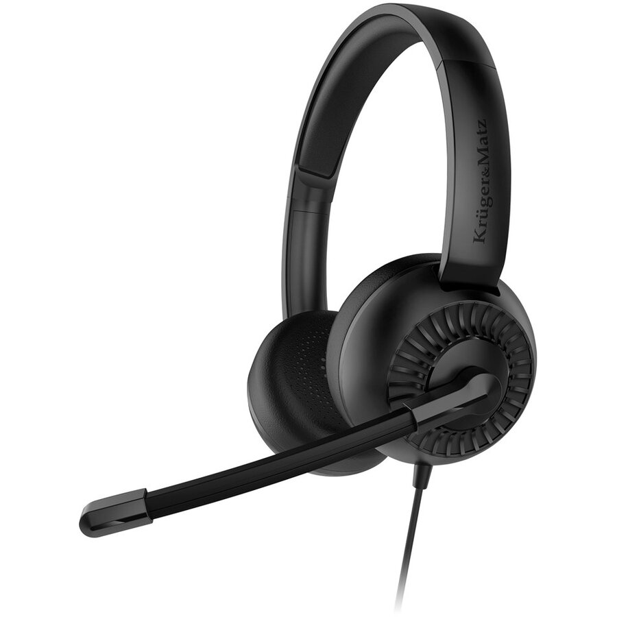 Casti cu microfon On-Ear Kruger&Matz, Jack 3.5mm, Negru