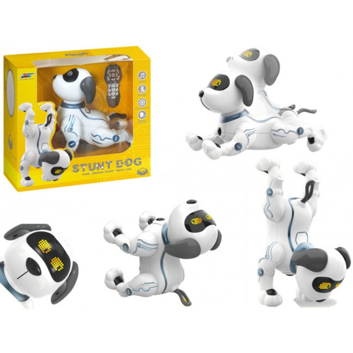 Интерактивна играчка Leantoys, Танцуващо куче, Бяло/Сиво