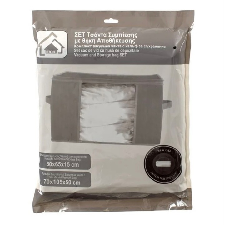 Set sac de vidat vacuum si husa pentru depozitare, gri