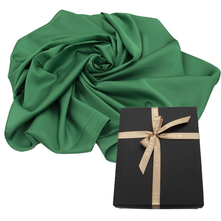 Esarfa satinata de dama, in cutie cadou, Verde