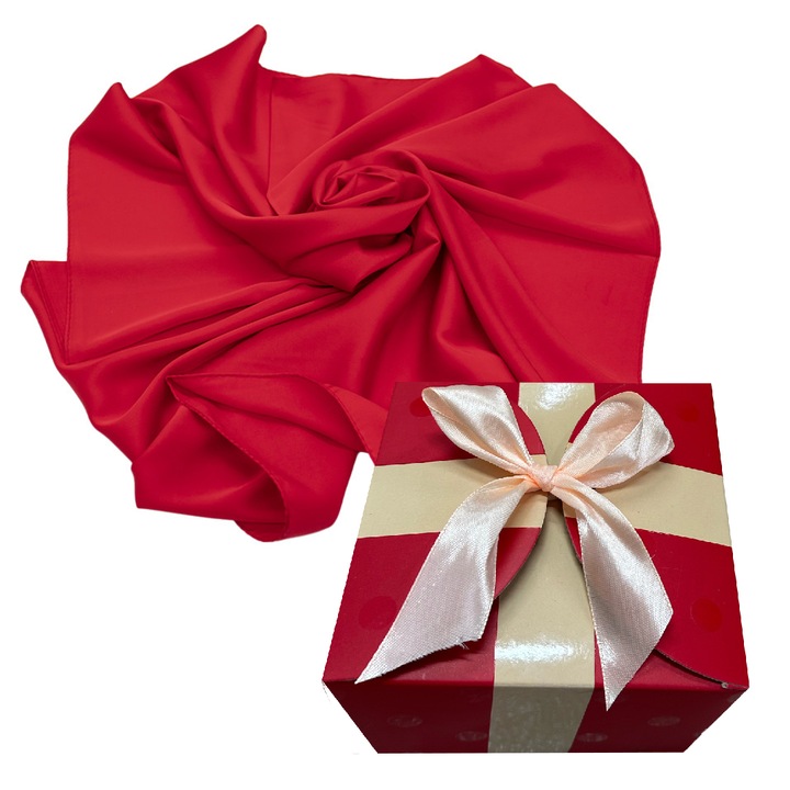 Esarfa satinata de dama, in cutie cadou, Rosu