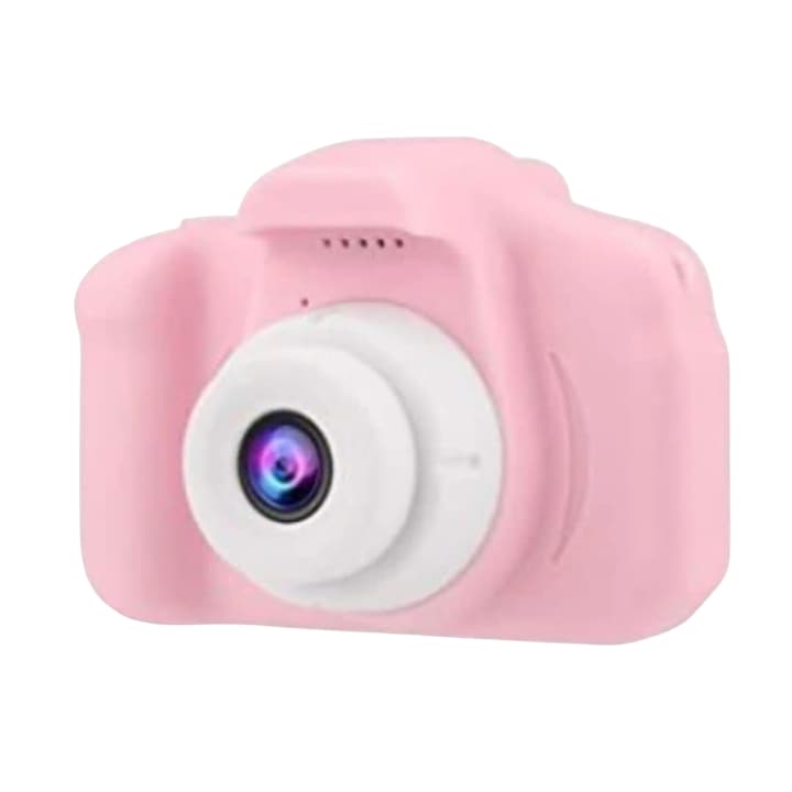 Digitális fényképezőgép gyerekeknek, fotó/videó funkció, 4 játék, 7 jelenet és 4 szórakoztató képkeret, 3264/2448 pixel, 0308 objektívek, kiváló minőségű ABS, 2 hüvelykes rózsaszín képernyő