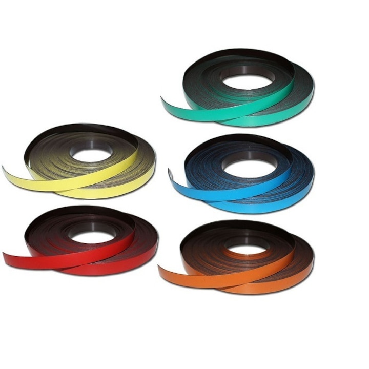 Комплект от 5 самозалепващи се магнитни ленти, 100 x 1 x 0,85 cm, многоцветни, JMB-BBL7189