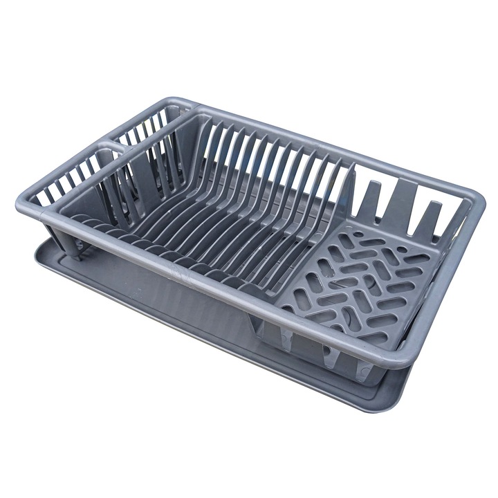 Uscator vase Natalia, 45x27x11 cm, tava inclusa, gri