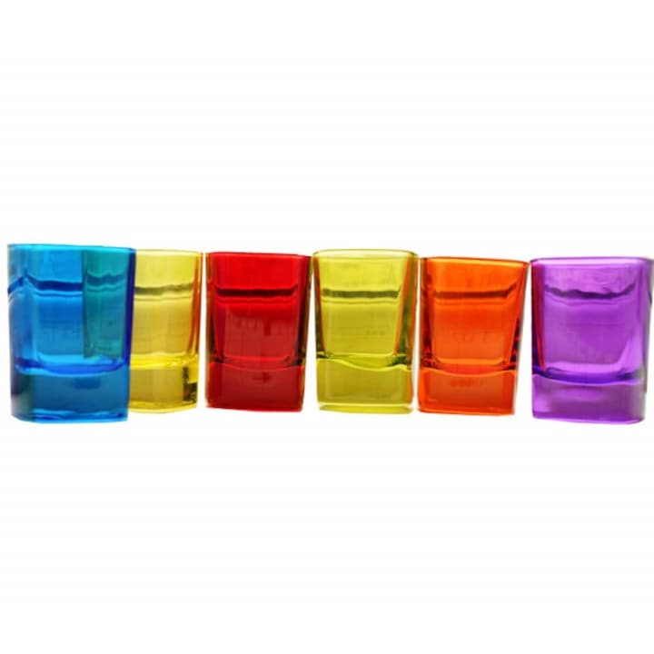 6 db-os színes üveg shot-pohár készlet, 55 ml