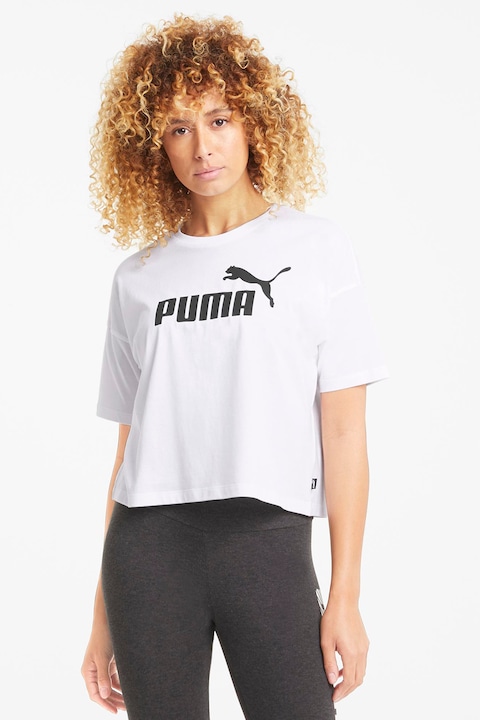 Puma, Къса тениска Essentials с паднали ръкави, Бял/Черен