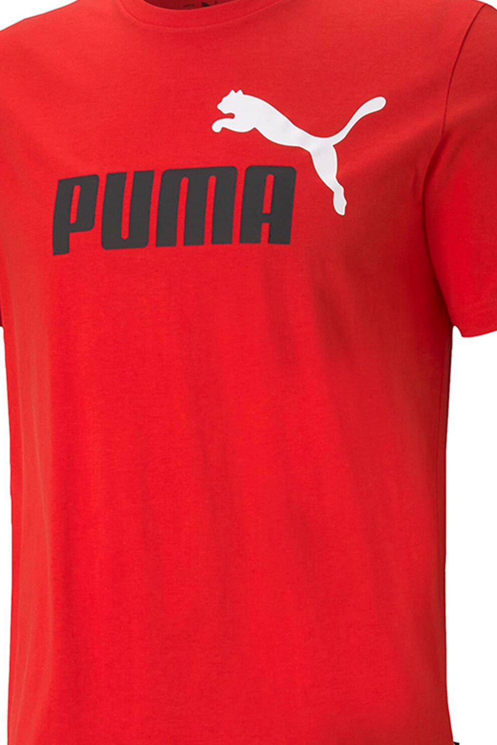 Puma, Памучна тениска Essentials+ 2 слого, Червен, Черен, S - eMAG.bg