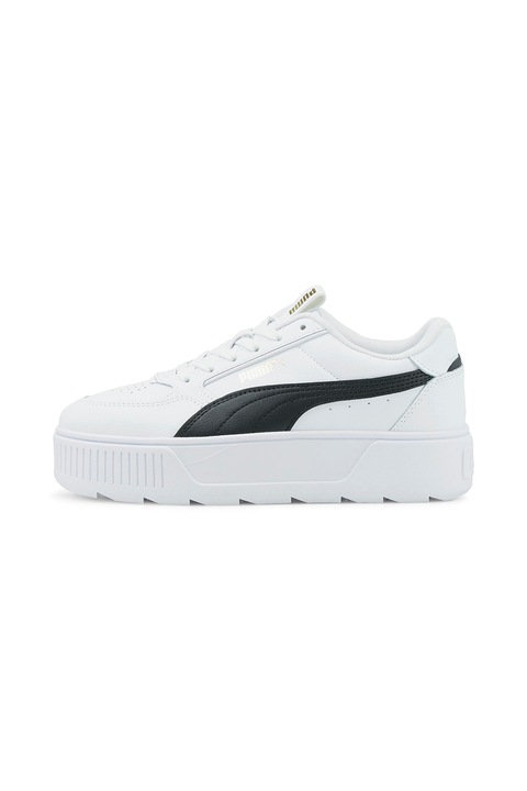 Puma, Спортни обувки Karmen Rebelle от кожа и еко кожа с равна платформа, Бял/Черен