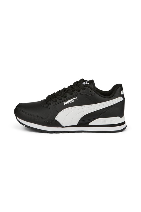 Puma, ST Runner v3 bőr és műbőr sneaker, Fehér/Koptatott fekete