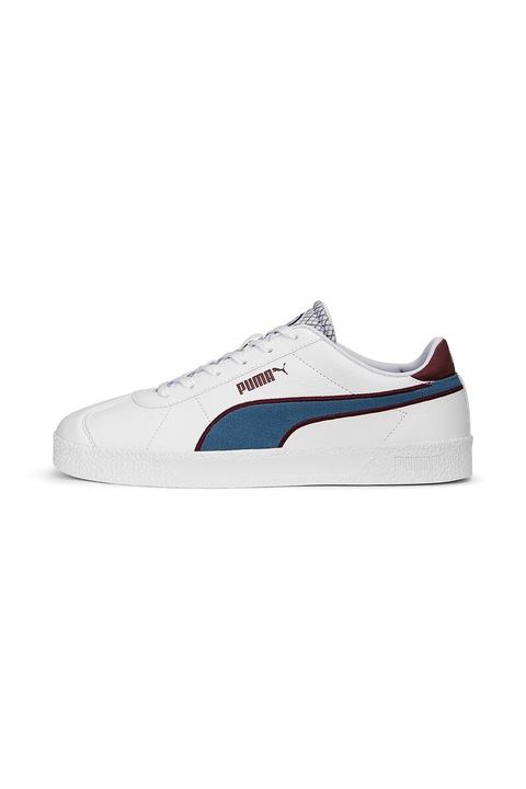 Puma, Pantofi sport de piele ecologica cu garnituri textile Club Retro, Alb/Albastru petrol