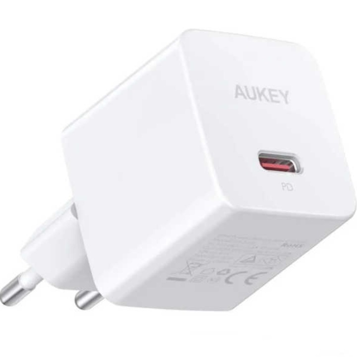 Aukey PA-Y20S Hálózati USB-C töltő - Fehér (20W) (PA-Y20S WHITE)