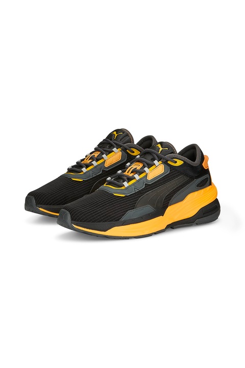 Puma, Спортни обувки Extent Nitro Tech с цветен блок, Черен/Бледооранжев
