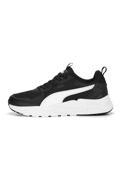 Puma, Pantofi sport cu insertii de plasa Trinity Lite, Alb/Negru