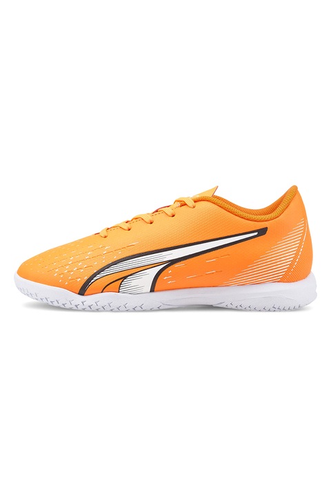 Puma, Pantofi cu model pentru fotbal Ultra Play, Alb/Negru/Portocaliu