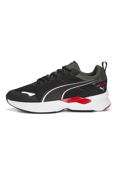 Puma, Pantofi sport de plasa PWR Runner, Alb/Negru/Gri inchis