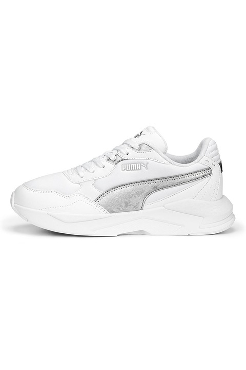 Puma, Pantofi sport cu garnituri din piele ecologica X-Ray Speed Lite Metallics, Alb, Argintiu, 5