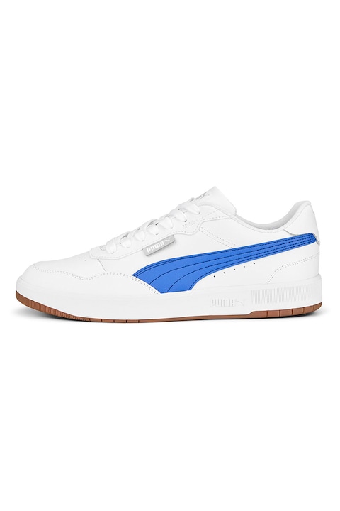 Puma, Спортни обувки Court Ultra Lite от еко кожа, Бял/Светлосин